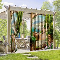 Aperturee Summer Resort Waterproof Printed Outdoor Curtains, W52in x L84in, 87.43 USD, printed outdoor curtains, S0D12147-S
