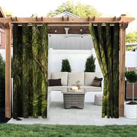 Aperturee Green Forest Waterproof Printed Outdoor Curtains, W52in x L84in, 87.43 USD, printed outdoor curtains, S0D12154-S