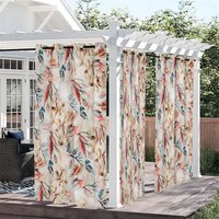 Aperturee Fallen Leaf Fresh Waterproof Printed Outdoor Curtains, W52in x L84in, 87.43 USD, printed outdoor curtains, S0D12158-S