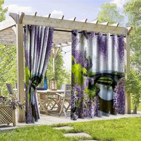 Aperturee Wisteria Flowers Waterproof Printed Outdoor Curtains, W52in x L84in, 87.43 USD, printed outdoor curtains, S0D12174-S