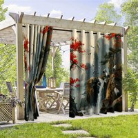 Aperturee Chinese View Waterproof Printed Outdoor Curtains, W52in x L84in, 87.43 USD, printed outdoor curtains, S0D12181-S