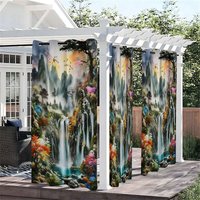 Aperturee Chinese Mountain Waterproof Printed Outdoor Curtains, W52in x L84in, 87.43 USD, printed outdoor curtains, S0D12194-S