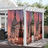 Aperturee Parisian Night Waterproof Printed Outdoor Curtains, W52in x L84in, 87.43 USD, printed outdoor curtains, S0D12195-S