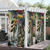 Aperturee Chinese Painting Waterproof Printed Outdoor Curtains, W52in x L84in, 87.43 USD, printed outdoor curtains, S0D12201-S
