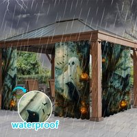 Aperturee Scared Halloween Waterproof Printed Outdoor Curtains, W52in x L84in, 87.43 USD, printed outdoor curtains, S0D12202-S