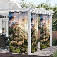 Aperturee Mountain Castle Waterproof Printed Outdoor Curtains, W52in x L84in, 87.43 USD, printed outdoor curtains, S0D12203-S