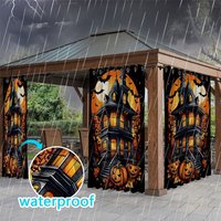 Aperturee Pumpkin Manor Waterproof Printed Outdoor Curtains, W52in x L84in, 87.43 USD, printed outdoor curtains, S0D12225-S