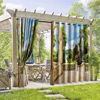 Aperturee Summer Path View Waterproof Printed Outdoor Curtains, W52in x L84in, 87.43 USD, printed outdoor curtains, S0D12231-S