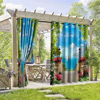 Aperturee Hawaii Summers Waterproof Printed Outdoor Curtains, W52in x L84in, 87.43 USD, printed outdoor curtains, S0D12233-S