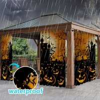 Aperturee Scary Castle Waterproof Printed Outdoor Curtains, W52in x L84in, 87.43 USD, printed outdoor curtains, S0D12235-S