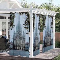 Aperturee Foggy Construct Waterproof Printed Outdoor Curtains, W52in x L84in, 87.43 USD, printed outdoor curtains, S0D12244-S