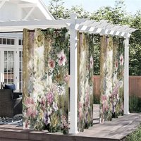 Aperturee Spring Flower Waterproof Printed Outdoor Curtains, W52in x L84in, 87.43 USD, printed outdoor curtains, S0D12245-S