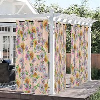 Aperturee Repetitive Flower Waterproof Printed Outdoor Curtains, W52in x L84in, 87.43 USD, printed outdoor curtains, S0D12267-S
