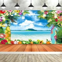 Aperturee Tropical Hawaiian Summer Backdrop, Beach Luau Party, Palm Tree Photo Booth Photography Background, 5x