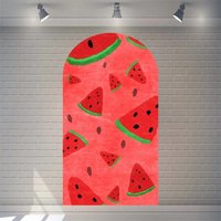 Aperturee Juicy Watermelon Slice Arch Backdrop, Fun Cartoon Fruit Design, Colorful Party Photo Booth Decor, 1.6x4ft (50x12