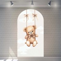Aperturee Twinkle Little Star Teddy Bear Arch Backdrop, We Can Bearly Wait for Baby Shower, Moon and Clouds Party Decor, 1.6x4ft (50x120cm)