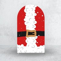 Aperturee Merry Christmas Santa Claus Arch Backdrop, Cute Cartoon Ho Ho Ho, Holiday Party Photo Booth Decor, 1.6x4ft (50x120cm)