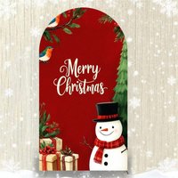 Aperturee Merry Christmas Arch Backdrop, Red Snowman Holiday Decor, Winter Wonderland Party Photo Booth Prop