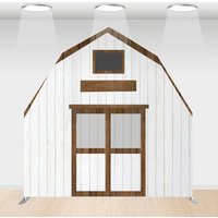 Aperturee Grey Brown Farm Barn Door Arch Birthday Backdrop, 6 x 6 ft, 219 USD, barn door arch backdrops, WYGD5L15-AJ