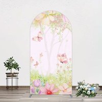 Aperturee Pink Butterfly Spring Cartoon Birthday Arch Backdrop, 1.6 x 4 ft (0.5 x 1.2 m), 98.18 USD, arch backdrop kit, XQGD1X45-AJ