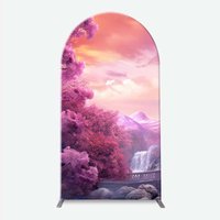 Aperturee Fairytale Princess Castle Arch Backdrop, Magical Pink Kingdom for Girl's Birthday, Dreamy Party Photo Booth Decor, 1.6x4ft (50x120cm)