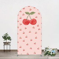 Aperturee Sweet Pink Red Cherry Happy Birthday Arch Backdrop, 1.6 x 4 ft (0.5 x 1.2 m), 98.18 USD, arch backdrop kit, XQGD1X53-AJ