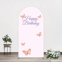 Aperturee Sweet Pink Butterfly Happy Birthday Arch Backdrop, 1.6 x 4 ft (0.5 x 1.2 m), 98.18 USD, arch backdrop kit, XQGD1X56-AJ