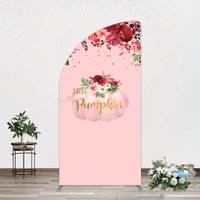 Aperturee Floral Pumpkin Sweet Pink Baby Shower Half Moon Arch Backdrop, 1.6 x 4 ft (0.5 x 1.2 m), 98.18 USD, arch backdrop kit, XQGD1X67YL-AJ