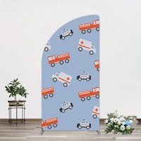 Aperturee Special Vehicle Cartoon Sweet Birthday Half Moon Arch Backdrop, 1.6 x 4 ft (0.5 x 1.2 m), 98.18 USD, arch backdrop kit, XQGD1X68YL-AJ