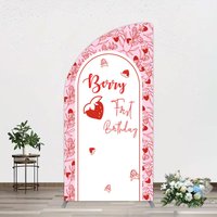 Aperturee Sweet Strawberry Cute First Birthday Half Moon Arch Backdrop, 1.6 x 4 ft (0.5 x 1.2 m), 98.18 USD, arch backdrop kit, XQGD1X70YL-AJ