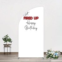 Aperturee Get Fired Up Red White Birthday Half Moon Arch Backdrop, 1.6 x 4 ft (0.5 x 1.2 m), 98.18 USD, arch backdrop kit, XQGD1X78YL-AJ