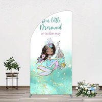 Aperturee Little Mermaid Aqua Green Baby Shower Half Moon Arch Backdrop, 1.6 x 4 ft (0.5 x 1.2 m), 98.18 USD, arch backdrop kit, XQGD1X80YL-AJ