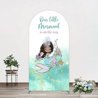 Aperturee Little Mermaid Aqua Green Baby Shower Arch Backdrop, 1.6 x 4 ft (0.5 x 1.2 m), 98.18 USD, arch backdrop kit, XQGD1X80-AJ