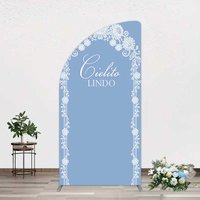 Aperturee Cielito Lindo Floral Blue Bridal Shower Half Moon Arch Backdrop, 1.6x4ft (50x120cm), 98.18 USD, arch backdrop kit, XQGD1X87YL-AJ