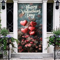Aperturee Heart Balloons Floral Happy Valentines Day Door Cover | Diy Door Decorating Ideas | Diy Front Door Cover | Holiday Front Door Covers