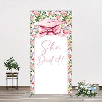 Aperturee Floral Pink Bachelor Cap She Did It Grad Rectangle Backdrop, 1.6 x 4 ft (0.5 x 1.2 m), 98.18 USD, arch backdrop kit, YMGD1Z81CF-AJ