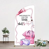 Aperturee Pink Ready To Call The Shots Nurse Grad Half Moon Arch Backdrop, 1.6 x 4 ft (0.5 x 1.2 m), 98.18 USD, arch backdrop kit, YMGD1Z83YL-AJ