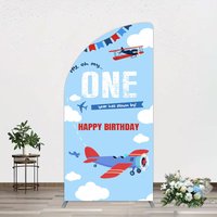 Aperturee Blue Sky One Year Has Flown By Birthday Half Moon Arch Backdrop, 1.6 x 4 ft (0.5 x 1.2 m), 98.18 USD, arch backdrop kit, YMGD2Z03YL-AJ