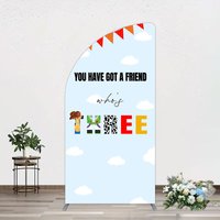 Aperturee Whos Three Blue Sky Toy Happy Birthday Half Moon Arch Backdrop, 1.6 x 4 ft (0.5 x 1.2 m), 98.18 USD, arch backdrop kit, YMGD2Z11YL-AJ