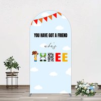 Aperturee Whos Three Blue Sky Toy Happy Birthday Arch Backdrop, 1.6 x 4 ft (0.5 x 1.2 m), 98.18 USD, arch backdrop kit, YMGD2Z11-AJ