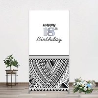 Aperturee Black Polynesian Patterns 18th Birthday Rectangle Backdrop, 1.6 x 4 ft (0.5 x 1.2 m), 98.18 USD, arch backdrop kit, YMGD2Z12CF-AJ