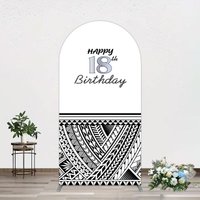 Aperturee Black Polynesian Patterns 18th Birthday Arch Backdrop, 1.6 x 4 ft (0.5 x 1.2 m), 98.18 USD, arch backdrop kit, YMGD2Z12-AJ