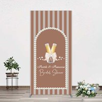 Aperturee Stripes Pearls Prosecco Bridal Shower Rectangle Backdrop, 1.6 x 4 ft (0.5 x 1.2 m), 98.18 USD, arch backdrop kit, YMGD2Z32CF-AJ