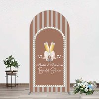 Aperturee Stripes Pearls Prosecco Bridal Shower Arch Backdrop, 1.6 x 4 ft (0.5 x 1.2 m), 98.18 USD, arch backdrop kit, YMGD2Z32-AJ