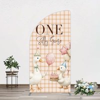 Aperturee One Silly Goose Plaid Birthday Half Moon Arch Backdrop, 1.6 x 4 ft (0.5 x 1.2 m), 98.18 USD, arch backdrop kit, YMGD2Z69YL-AJ