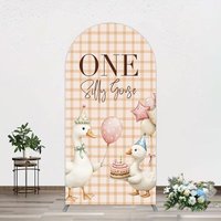 Aperturee One Silly Goose Plaid Birthday Arch Backdrop, 1.6 x 4 ft (0.5 x 1.2 m), 98.18 USD, arch backdrop kit, YMGD2Z69-AJ