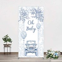 Aperturee Rustic Blue Floral Truck Baby Shower Rectangle Backdrop, 1.6x4ft (50x120cm), 98.18 USD, arch backdrop kit, YMGD2Z78CF-AJ