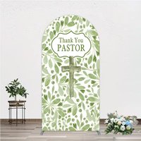 Aperturee Thank You Pastor Arch Backdrop, Greenery Christian Cross Theme, Church Appreciation Day and Holiday Event Decor, 1.6x4ft (50x120cm), 98.18