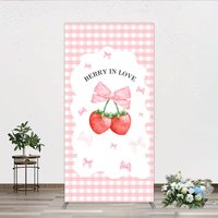 Aperturee Berry In Love Arch Backdrop Pink Plaid Arch Photo Prop