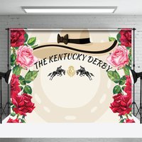 Aperturee Red Pink Rose Lady Hat Happy Kentucky Derby Backdrop, 3X2FT(1MX0.6M), 14 USD, kentucky derby backdrops, YMHD1Z34-M